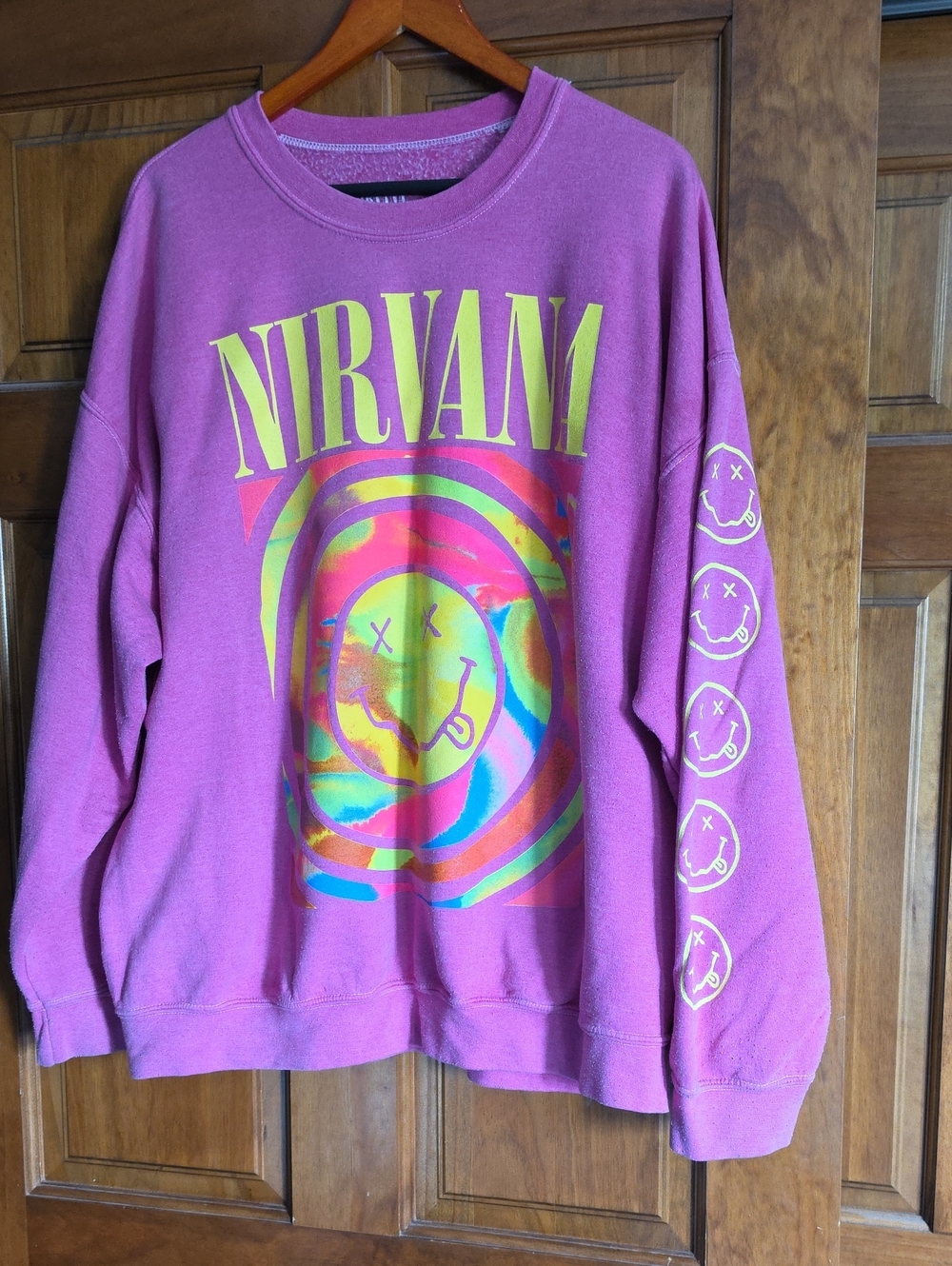 NIRVANA Purple-Pink Tie-Dye Logo Crewneck Sweatshirt
